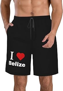 I Love Belize Mens Swim Trunks Quick Dry Swim Board Shorts Casual Beach Shorts