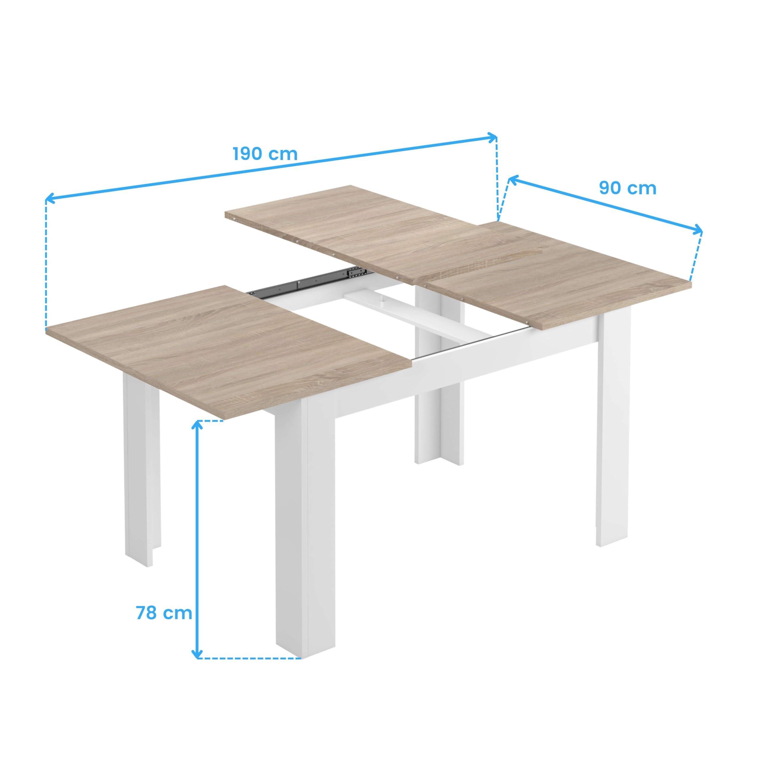 Miroytengo Pack de Muebles de Salón Estilo Nórdico en Color Blanco y Roble Claro con Modulo de TV, Mesa de Centro y Mesa de Comedor