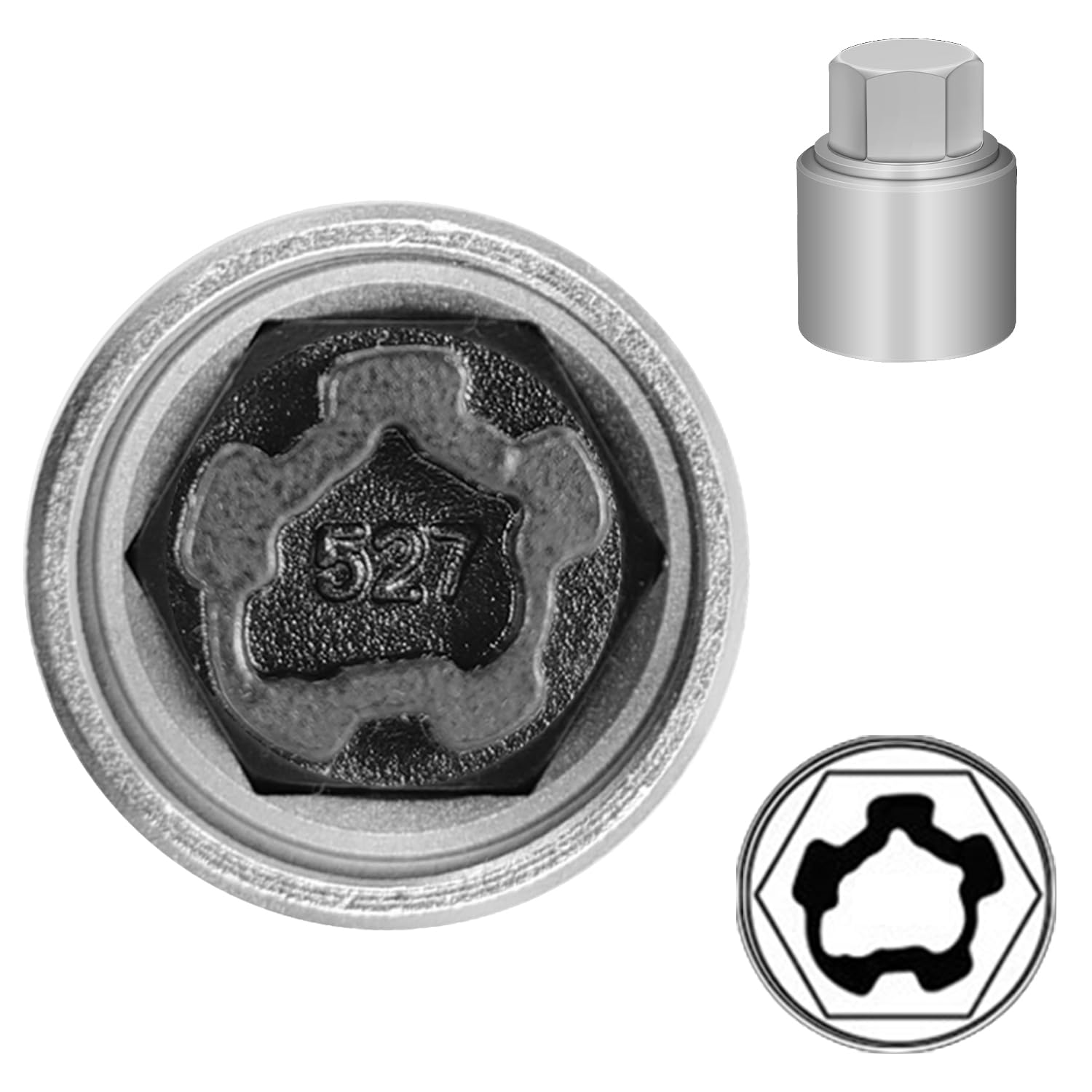 Chave de roda 527, 28 mm, compatível com VW, ferramenta de remoção de porca antifurto