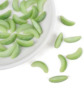 Miniature Artificial Cantaloupe Slices, 30 Pcs Mini Simulation Cantaloupe Slices Artificial Fruits Slices for Home Mini Kitchen Cabinet Props DIY Crafts Decor
