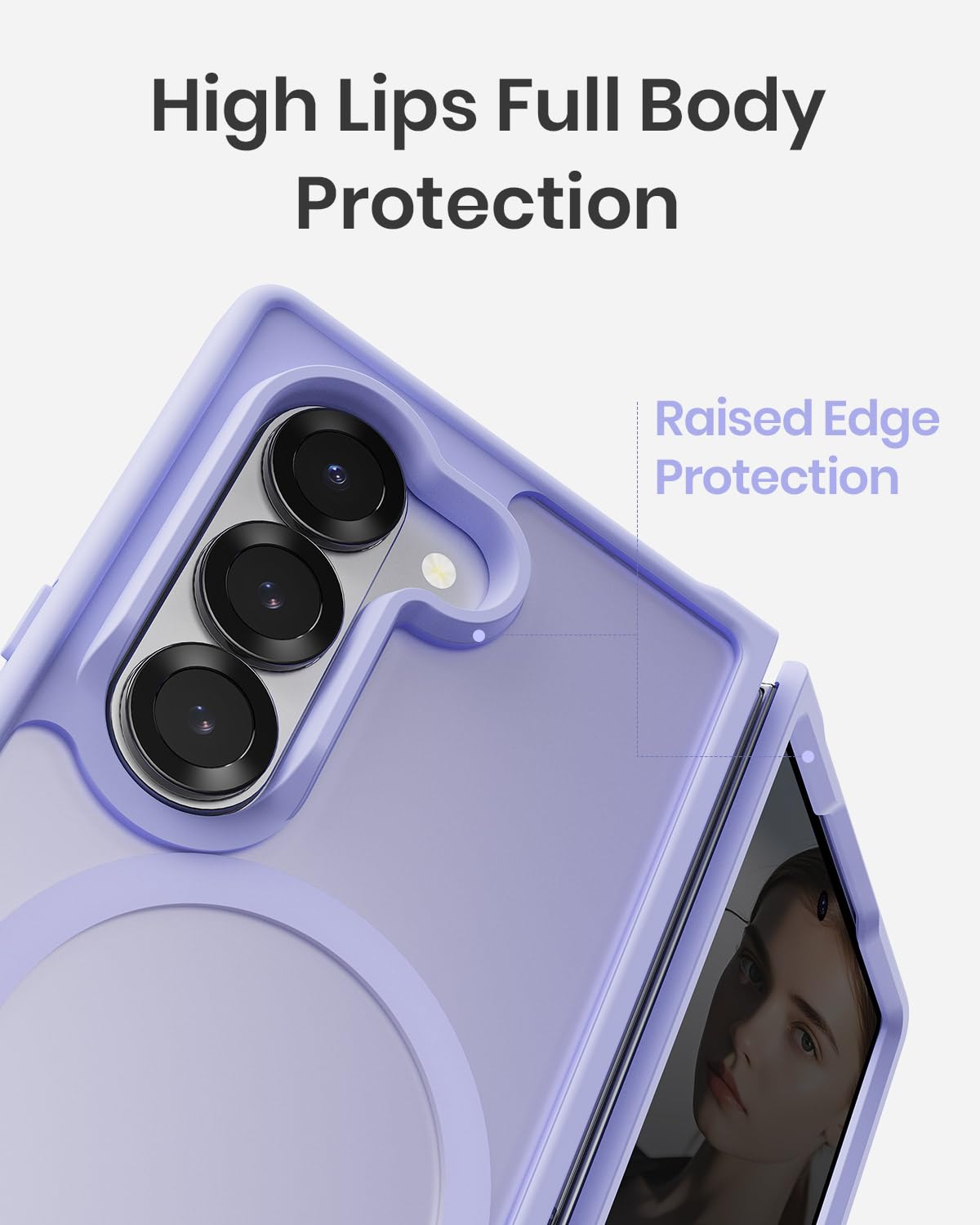 Custodia magnetica per Samsung Galaxy Z fold 7, sottile, traslucida, opaca, con telaio in TPU antiurto e retro in PC antigraffio, anello magnetico resistente, viola lavanda