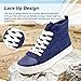 Xraehni Women's Men’s Fashion Sneakers High Top Lace Up Shoes for Women Men Breathable Flying Woven Mesh Sneakers Casual Outdoor Sport Running Walking Shoes Navy Blue