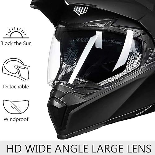 Miniatura 4 de ILM Casco deportivo dual para motocicleta todoterreno, visera solar para motocross, ATV, motocross, certificado por DOT, modelo 606V