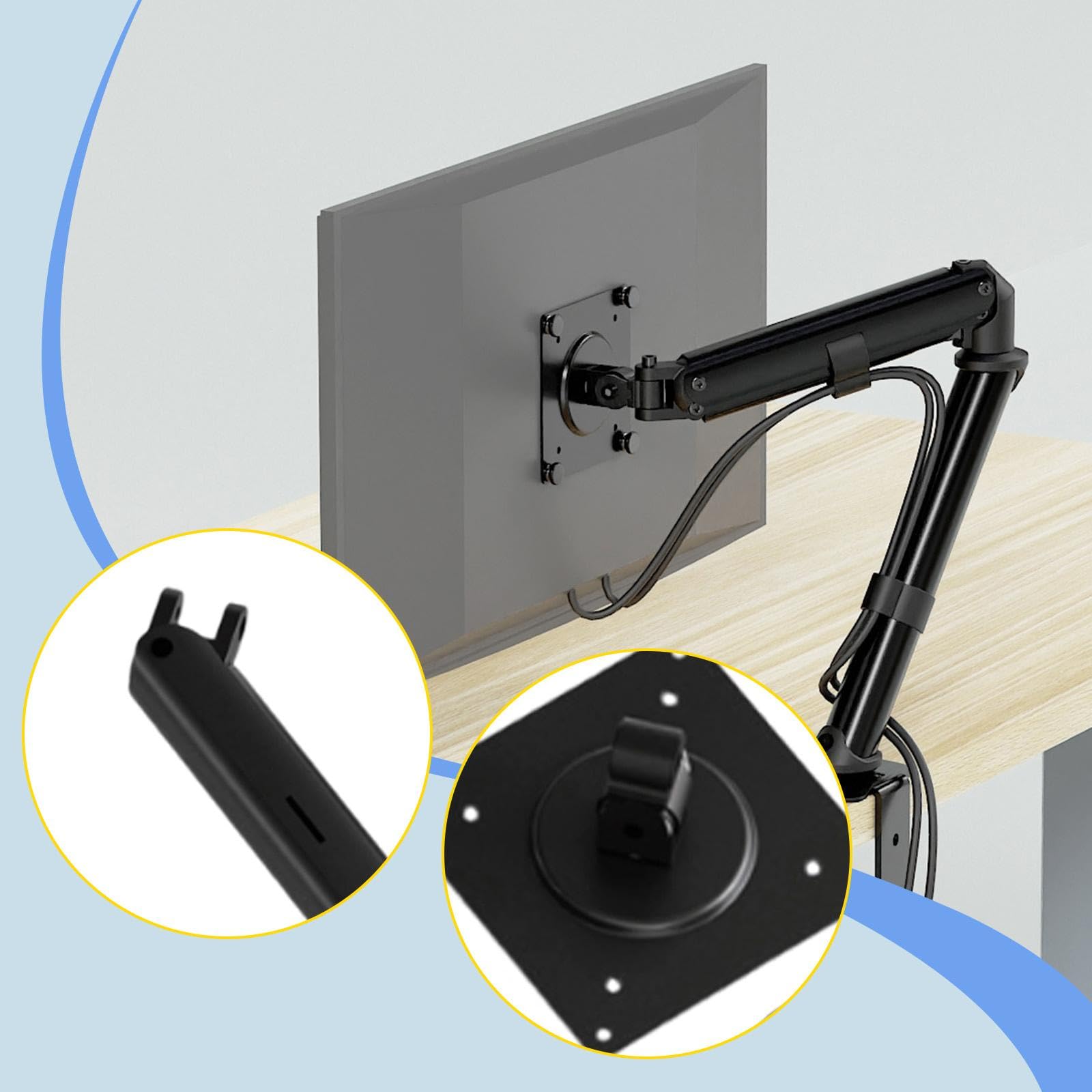 Supporto ergonomico del braccio del monitor: 9 kg Heavy Duty, schermi da 17-32 pollici, regolazione dell'altezza della molla a gas, doppia installazione con morsetto/occhiello