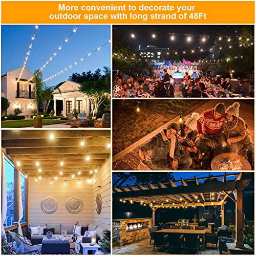 Mlambert 2 Pack Each 48FT 3-Color in 1 Solar String Lights Outdoor, Dimmable Patio Lights with Remote, 30+5 Waterproof LED Bulbs for Cafe Bistro Yard by Mlambert - Image 9