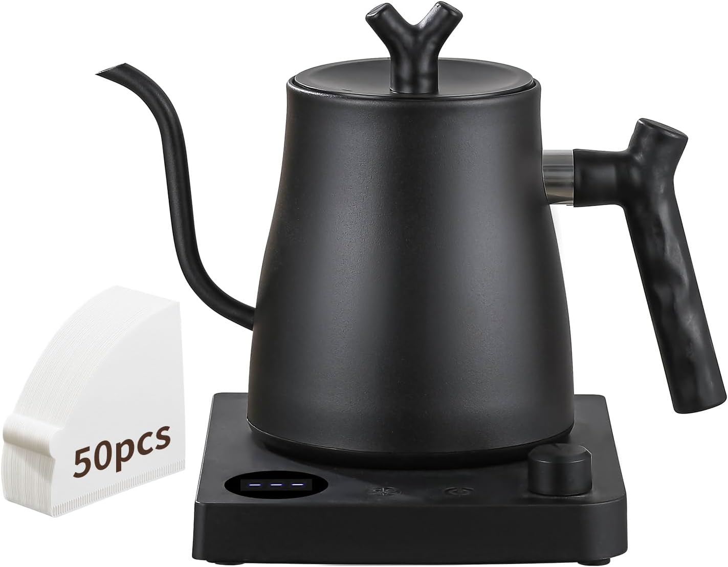 Water Kettle Electric,Gooseneck Electric Kettle with 50pcs Coffee Filter,±1℉ Temperature Control, Fast Heating, Stainless Steel Interior, Ideal for Precise Pour-Over Coffee and Tea