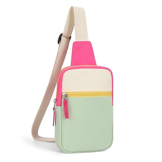 Kids Crossbody Small Sling Bag Girls Fanny Pack Colorblock Belt Bags Cute Backpack Purse Chest Bag for Girls Gifts