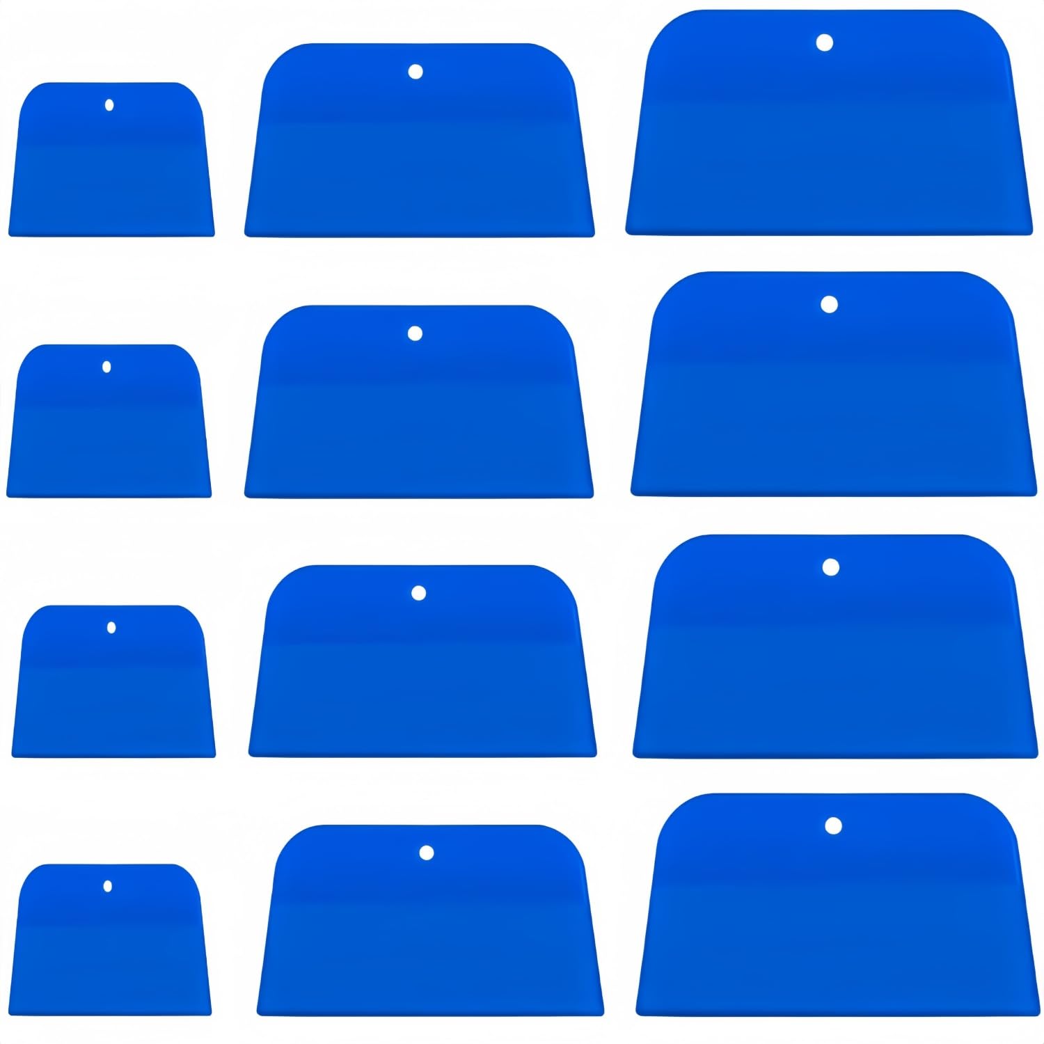 Body Filler Spreaders,12 Pcs 4, 5, 6 Inch Automotive Body Fillers Hard Plastic Spreaders Auto Body Spreader for Applying Fillers Putties Glazes Caulks and Paint(Blue)