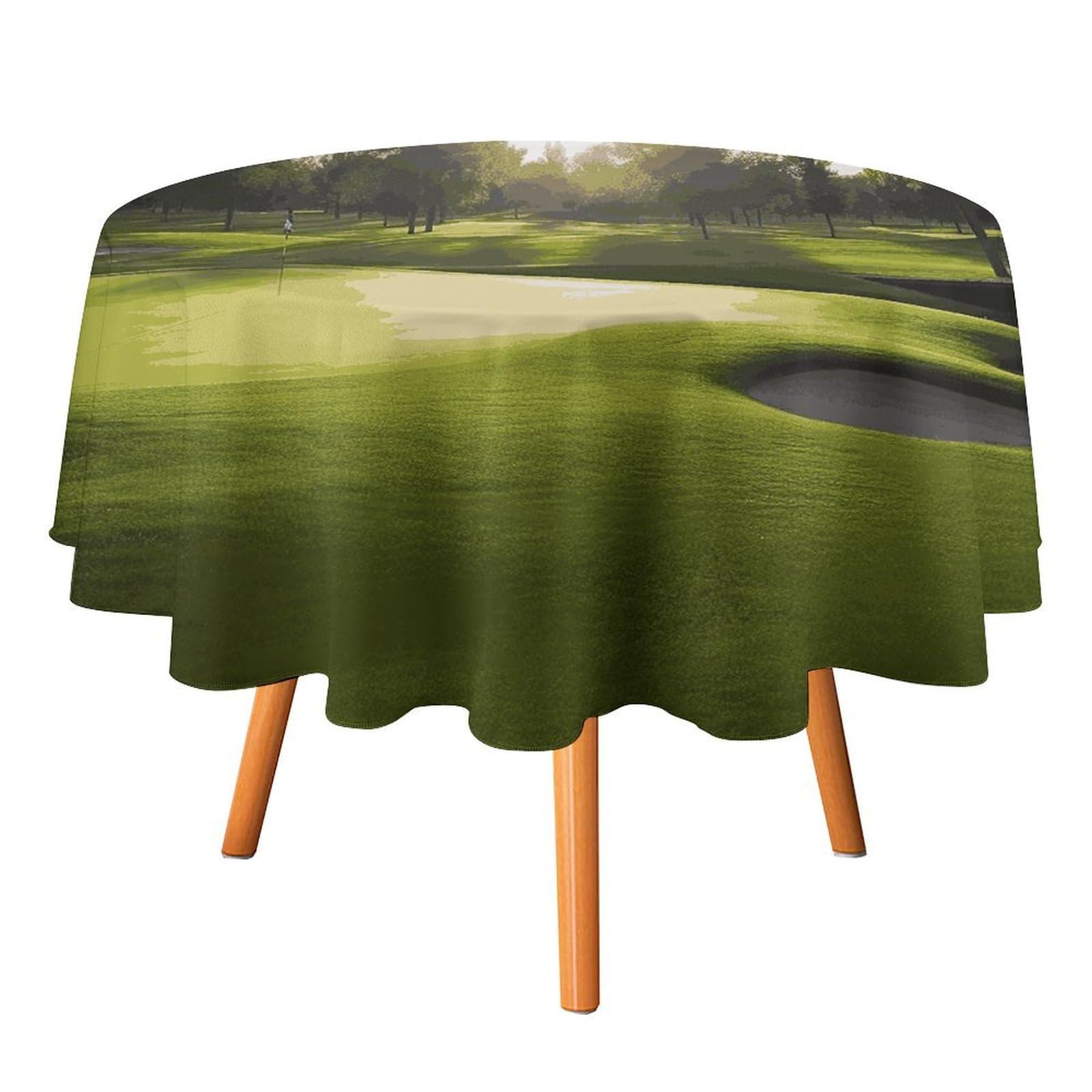 Fekiloot Style Golf Course Round Tablecloth - Heavy Duty And Washable,Polyester Decorative Fabric Table Cover,Tablecloths For Kitchen Dining, Wedding, Birthday Party50x50in