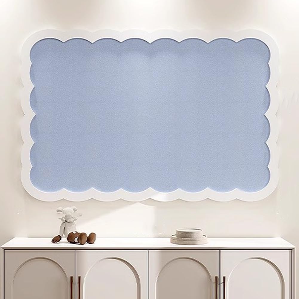 Felt Pin Board Decorative Corkboard Alternative,Foldable Felt Bulletin Board with 30 Pushpins,Self-Adhesive Vision Boards for Photo Memo DIY (80x60cm,Blue)