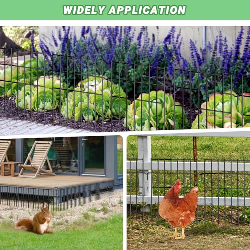 10 Pack No Dig Animal Barrier Fence, 16.7in H x 10.8ft L, Garden Fence for Rabbits Dogs Rustproof Metal Decorative, Easy Install Outdoor Fences for Flower Beds and Yards
