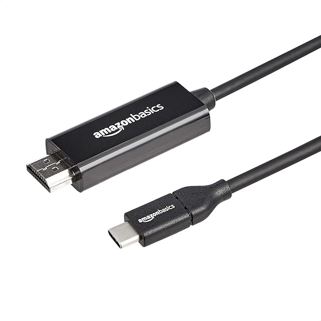 Amazon Basics USB-C to HDMI Cable Adapter (Thunderbolt 3 Compatible) 4K@30Hz, 3-Foot, Black