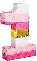 Vista 10 de BLUE PANDA Number Zero Pinata – Oro y rosa para niña de 10 cumpleaños – Caramelo y confeti rellenables para fiesta de cumpleaños 10 – Construcción