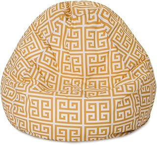 Eclectic Classy Friendly Outdoor Bean Bag Chair Lounger Size 22' H x 28' W x 28' D | Utmost Comfort Aesthetic Soft Ultra Plush Stain & Water Resistant Fluffy Comfy Cool Cozy Large Citrus Color