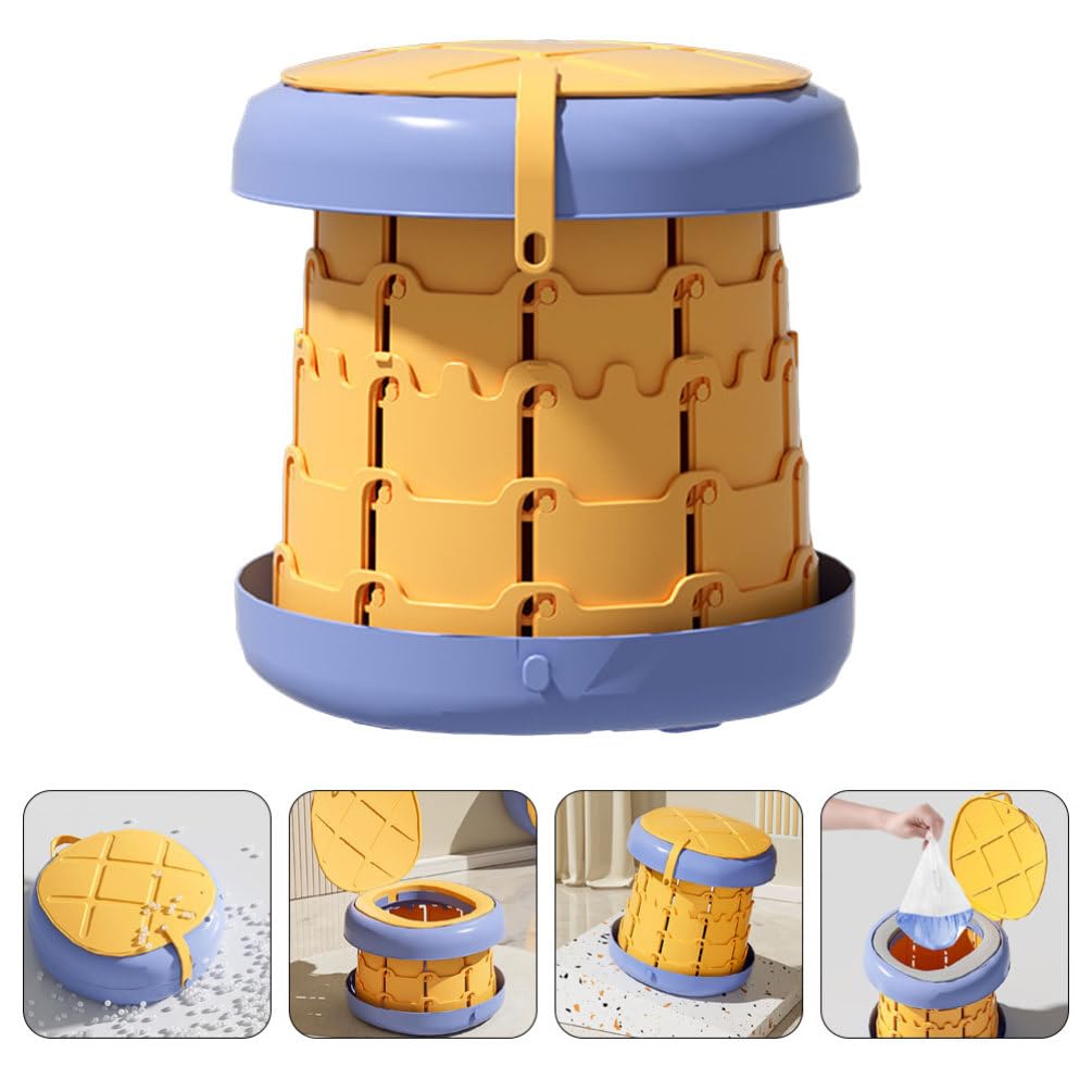 Orinal de Viaje Plegable para Niños, Asiento Portátil Amarillo | Pp, Pu y Pvc, Diseño Plegable que Ahorra Espacio, Adecuado para Camping y Actividades al Aire Libre
