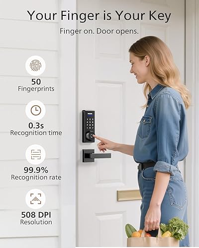 Miniatura 4 de Philips Cerradura inteligente de huellas dactilares, cerradura de puerta de entrada sin llave, cerraduras inteligentes para puerta delantera,