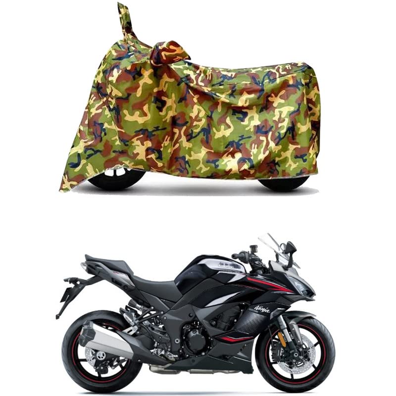 Image of Waterproof 100% PVC Coated Bike Scooty Two Wheeler Body Cover Compatible for KawasaNinja 1000SX BS6 /UV-Rays /Heat Protection /Birds Dropping /Scratchproof /Dust Proof [6X6 Jungle Print]