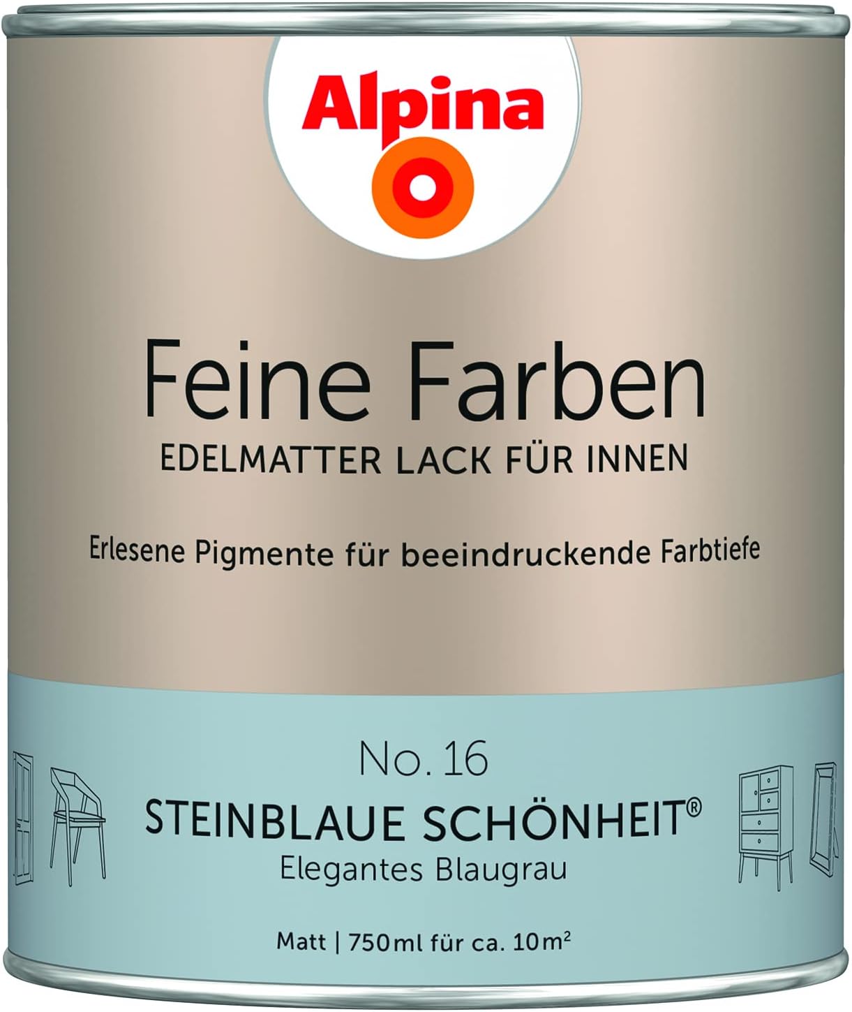 alpina Delicate paint varnish 750 ml STAINLESS MATT - stone blue beautiful
