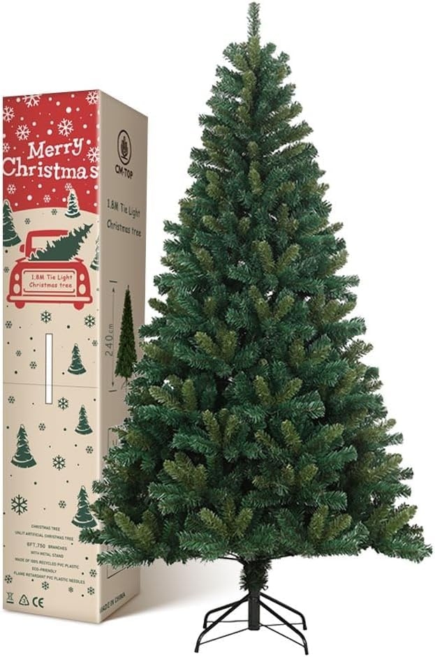 La Mejor Recopilación de Ãrboles de navidad los mejores 10. 46 CM-TOP Árbol de Navidad Artificial de 180 cm con 800 Ramas, Pino de Plástico Realista con Base Metálica Plegable - Fácil de Montar y almacenar, Ideal para Decoración Navideña...