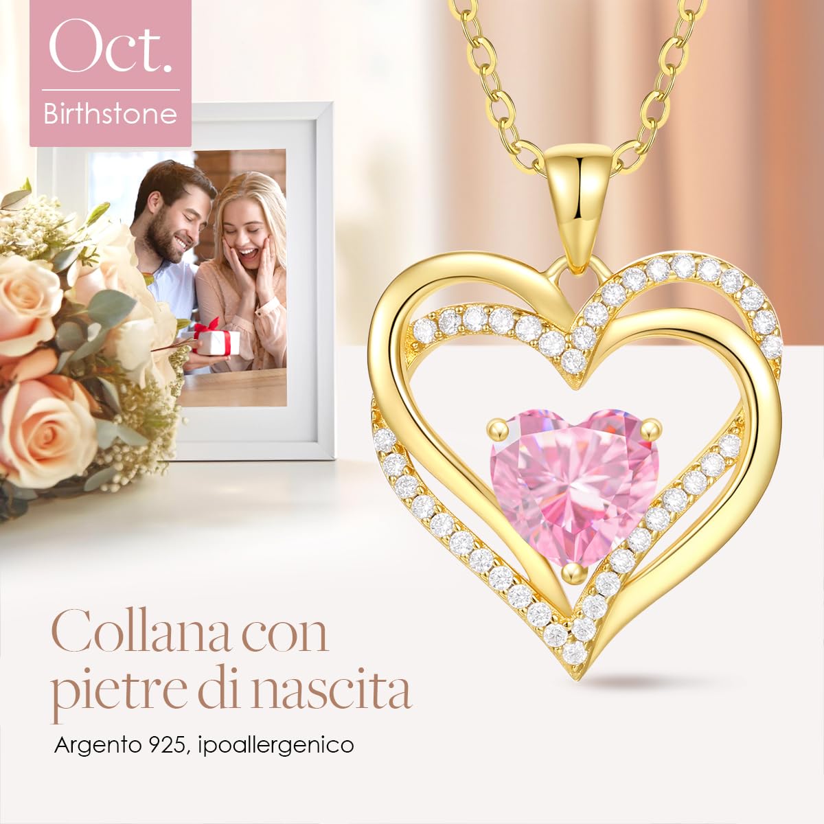CDE Collana Donna Argento 925, Collana Cuore Regalo Gioielli Donna per Mogile/Amiche, Regalo Donna Anniversario Compleanno Festa della Mamma Valentin’s Day Regali di Natale