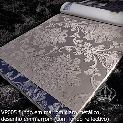 PAPEL PAPEL DE PAREDE COLEÇÃO VAPERSSE - ROYAL CASTLE (VP005 fundo em marrom claro metálico, desenho