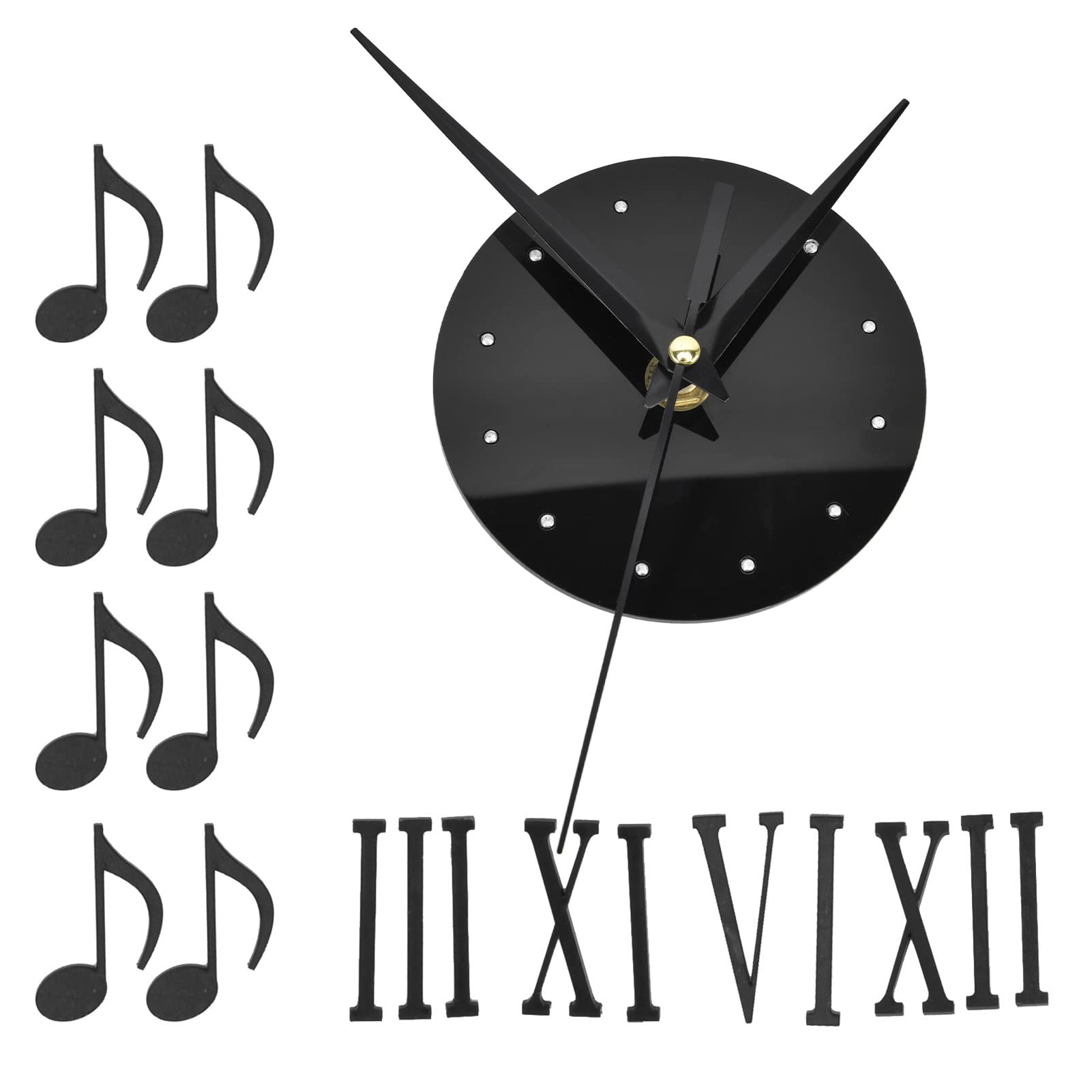Sorandy Wall Clock, Roman Numerals Frameless Wall Clock Note Fashion 3D Effect Self Adhesive Waterproof DIY Simple Phonogram Wall Clock for Window Wardrobes Home Decoration 10cm Dia