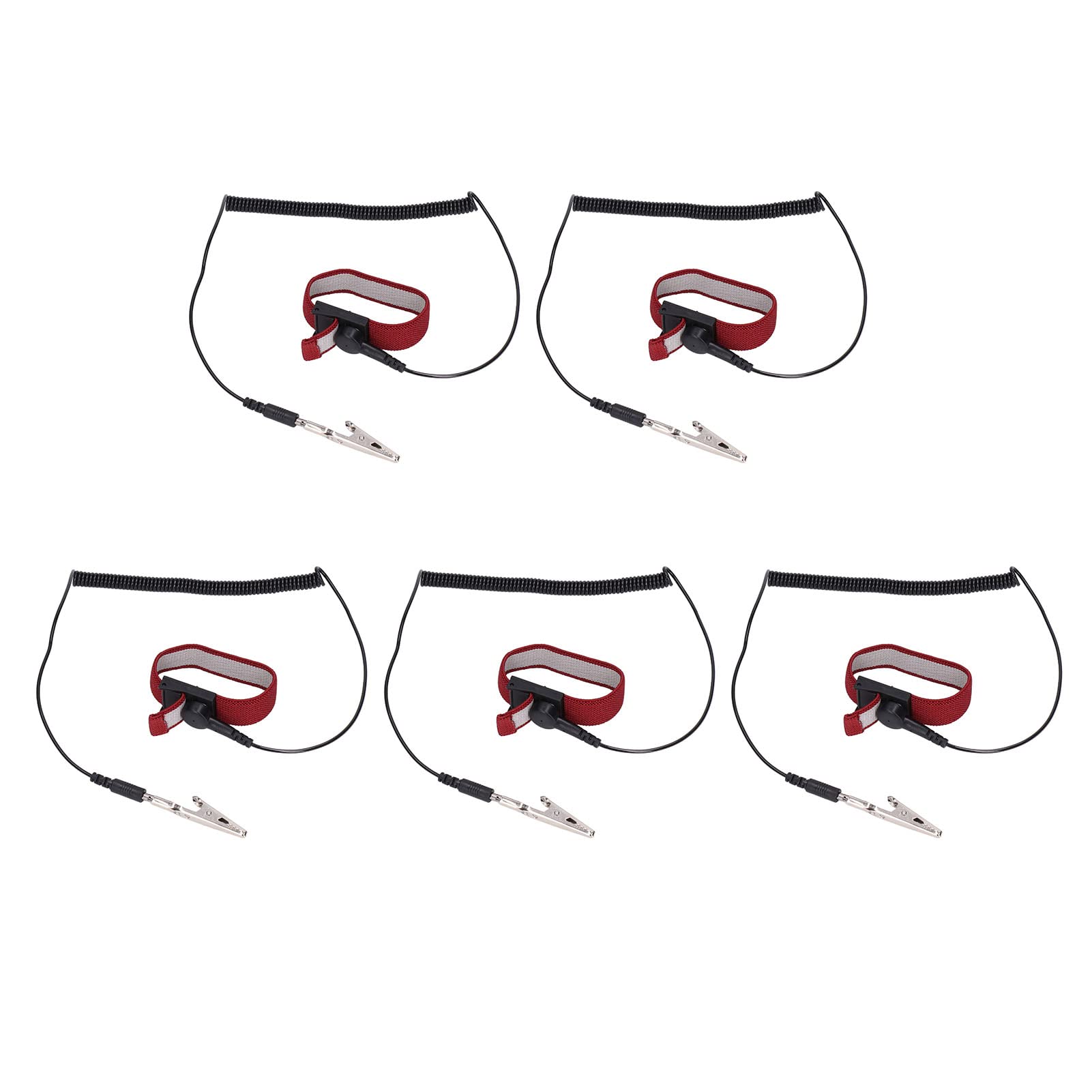 NDNCZDHC Anti Static Wrist Strap, 5PCS Antistatic Wrist Band Grounding Bracelet Adjustable Wristband with Alligator Clip, Long Cord for Maintenance