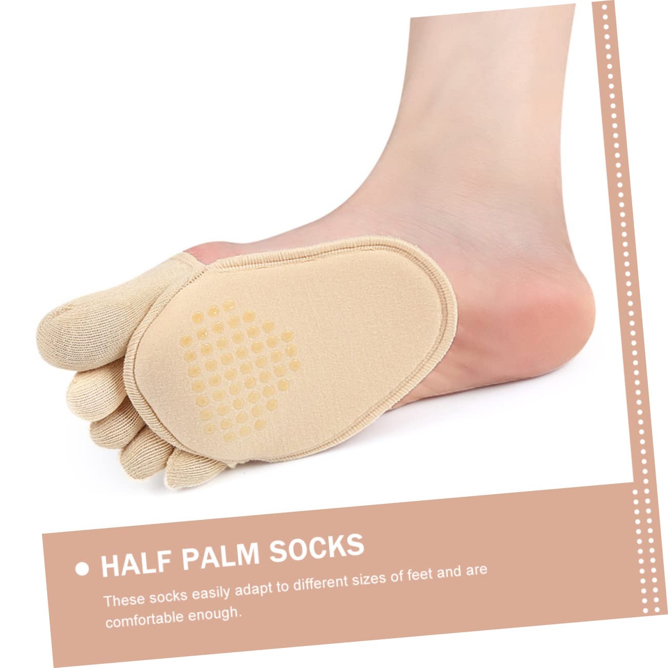 PACKOVE 2 Pairs Wear Half Socks Five Finger Design for Women Comfortable Invisible Socks for High Heels and Sandals Breathable and Durable Footwear Essentials