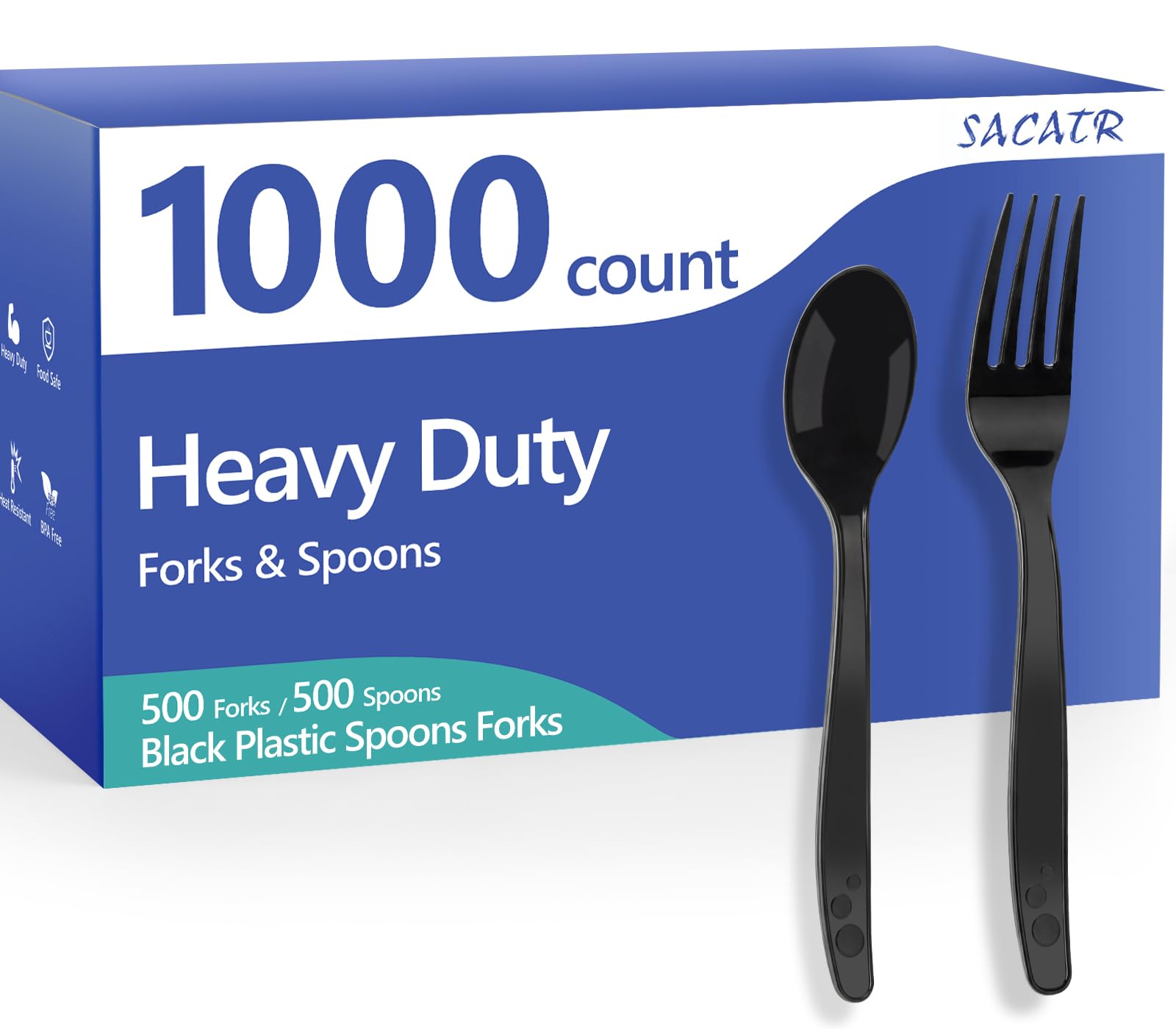 SACATR 1000 Count Clear Plastic Silverware Heavy Duty -Forks, Spoons,Knives — Amazon image 22