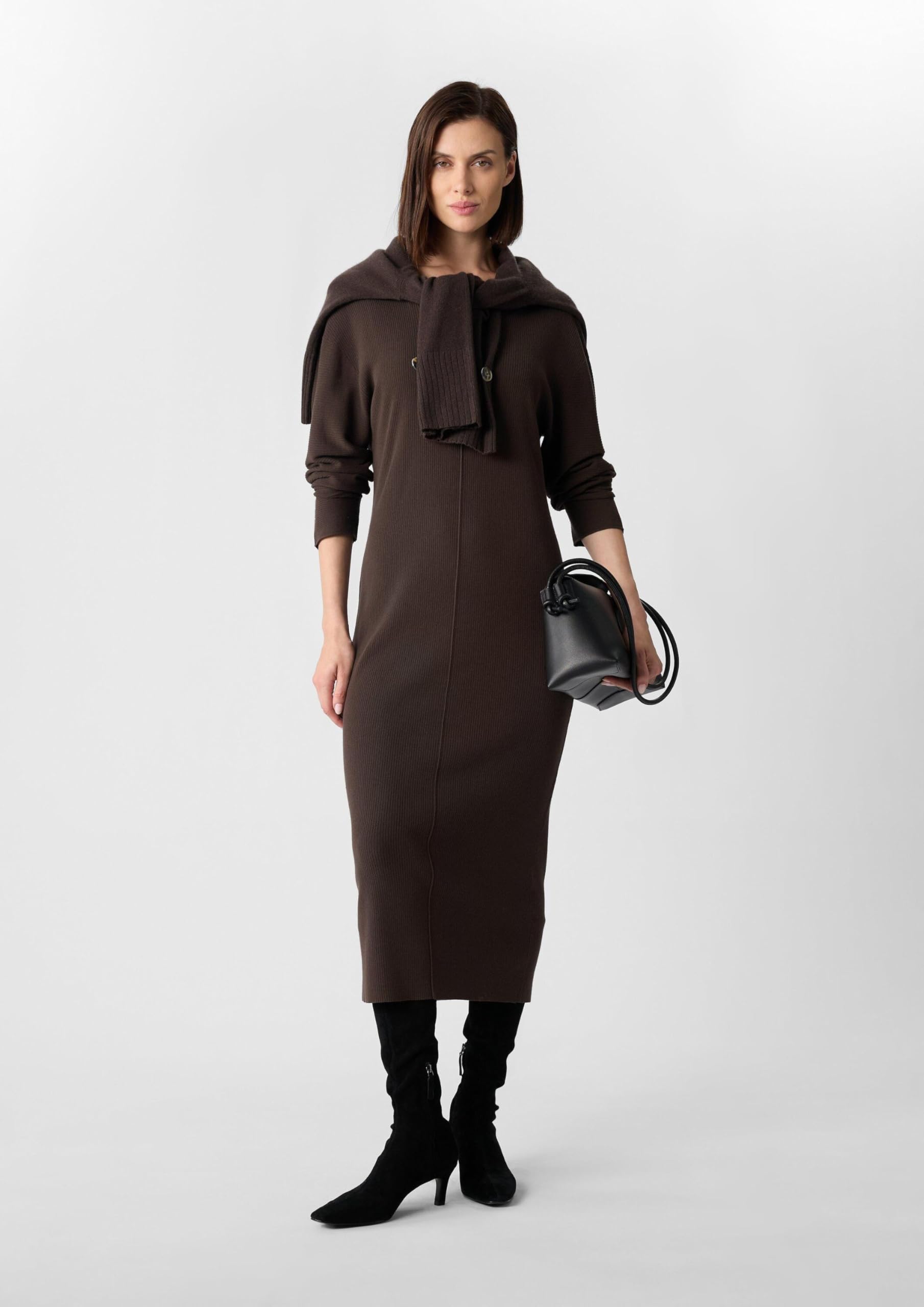 COMMA Rippstrickkleid mit überschnittenen Schultern