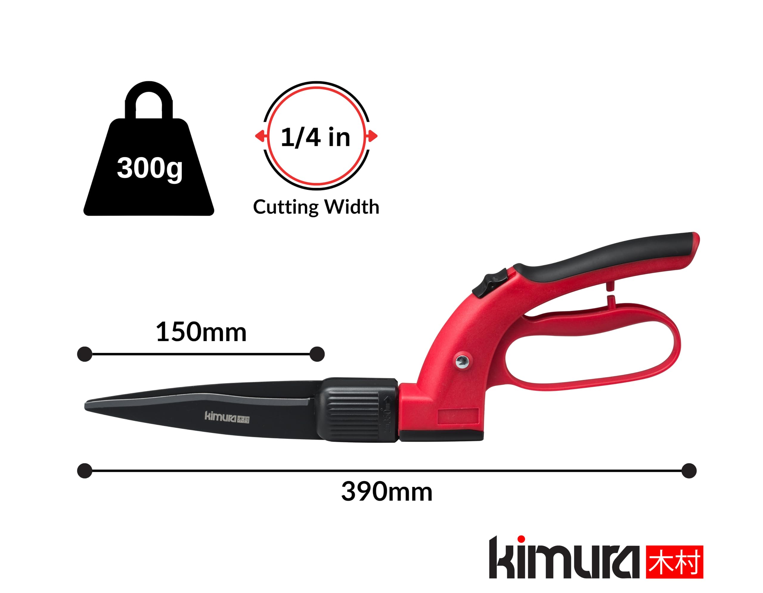 Kimura® Pro - Forbici da prato di alta qualità con testa rotante a 360°, lame in acciaio giapponese SK5, manici leggeri ed ergonomici rivestiti in TPR, cesoie da giardino ideali per bordatura e