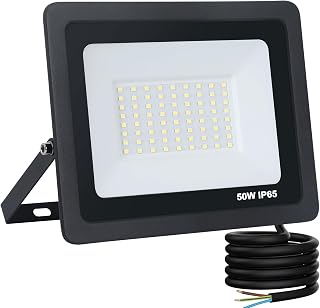 YCZM LED Strahler Außen 50W,LED Strahler IP65 Wasserdicht,Scheinwerfer 6500K Kaltweiß 5000LM,Außenstrahler 72 LEDs Schwarz Gehäuse,1 Stück Outdoor Floodlight für Garten Garage Hof Sportplatz Lager