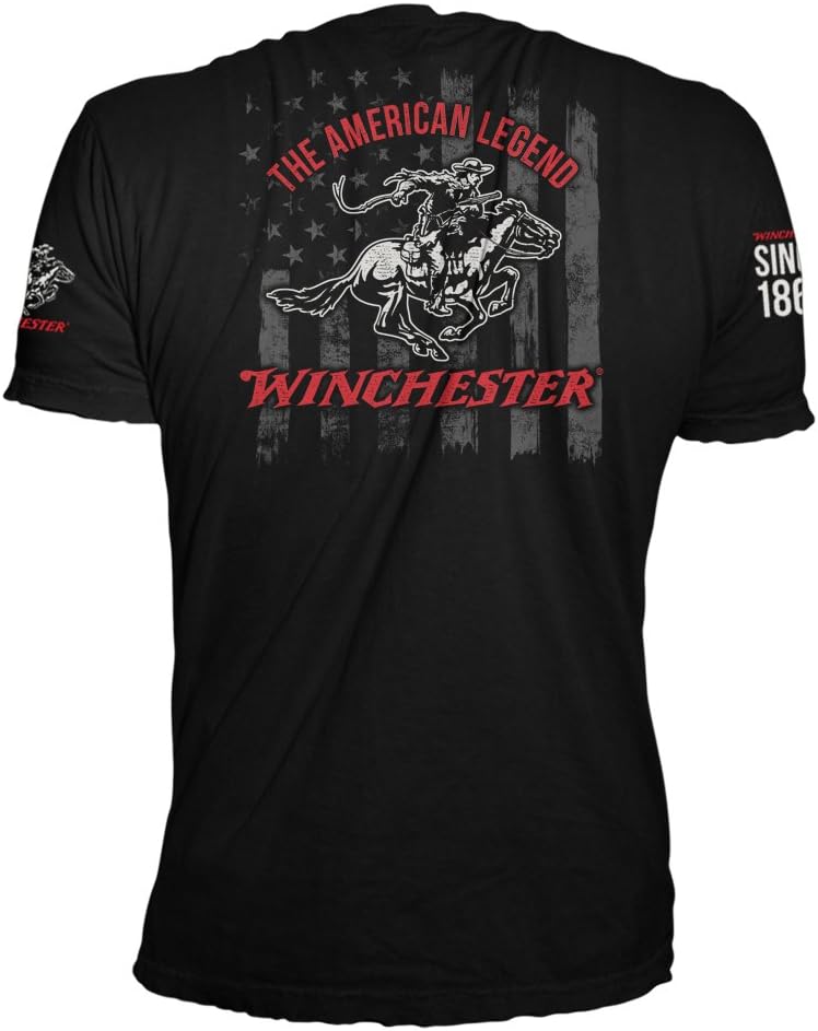 Winchester The American Legend Stars and Stripes Vintage US Flag Graphic T-Shirt for Men