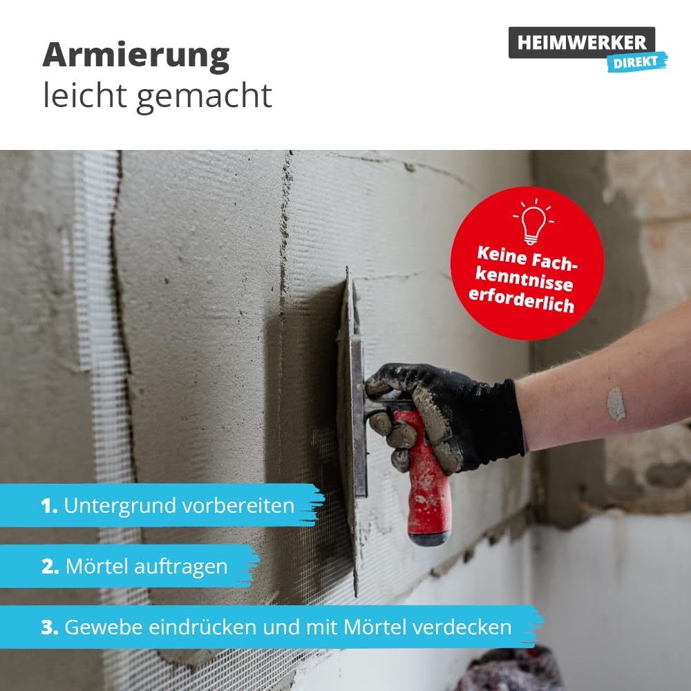 1x Alfa WDVS Gewebe gelb 1000 mm x 50 m Armierungsgewebe aus E-Glasfaser 165 g/m² Putzgewebe 4 x 4 mm Maschenweite alkalibeständiges und schiebefestes Glasfasergewebe