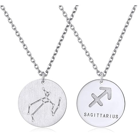 ChicSilver 925 Sterling Silver 12 Constellation Necklace Round Astrology Horoscope Zodiac Sign Pendant Necklace, Silver/Gold Plated