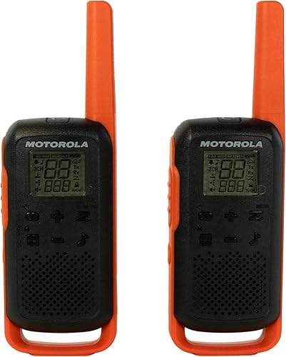 Miniatura 9 de Motorola Solutions, FRS portátil, T270, Talkabout, radios bidireccionales, recargable, 22 canales, 25 millas, negro con azul, paquete de 2