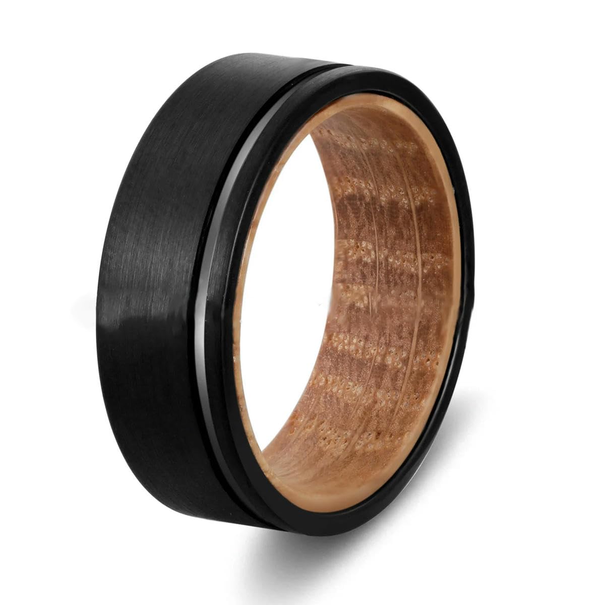 Anillo de Acero de carburo de tungsteno de 8 mm para Hombres Ranura Anillo de Acabado Mate Incrustación Joyería de Madera Boda al por Mayor