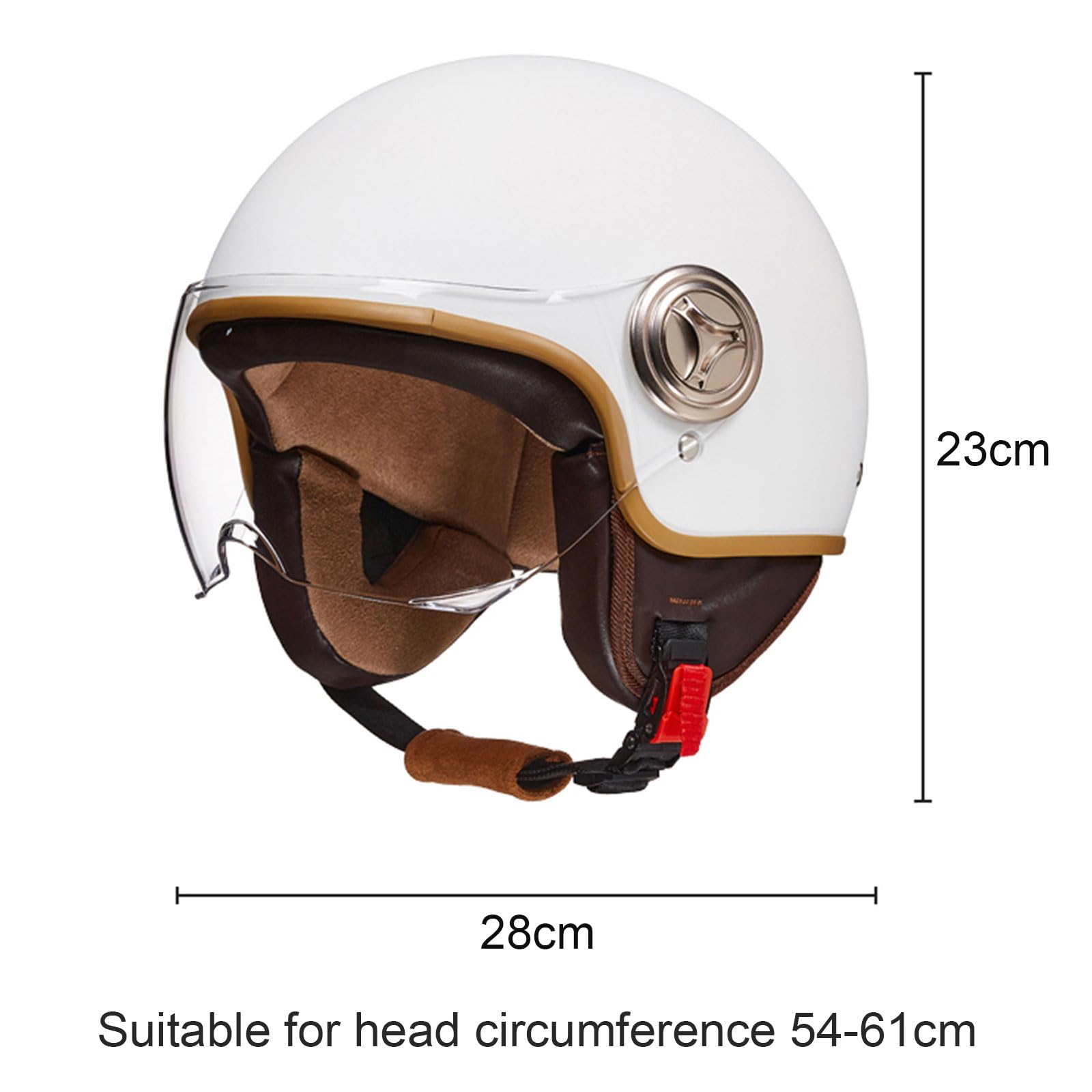 Elektryczny kask motocyklowy, zabytkowe kaski motocyklowe Jet Zatwierdzone w DOT Retro 3/4 otwarty kask półtwarzowy do skutera motoroweru ATV Street (54-61 cm),T