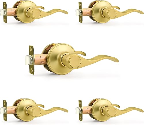 Vista 26 de Probrico Manija de Puerta Negra Palancas de Puerta de Pasaje para Puertas de Armario y Pasillo Estilo Ondulado Manijas de Puerta