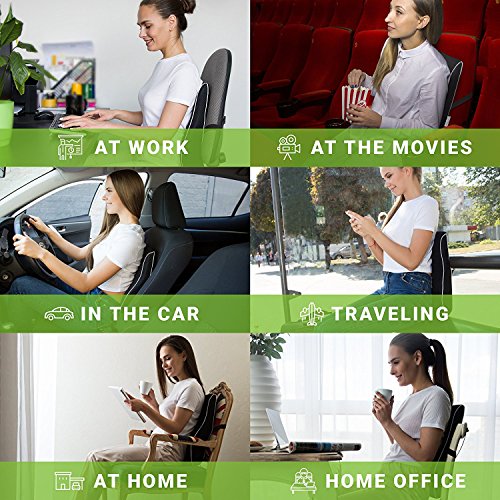 Image of Grin Health SitRight Premium Lumbar Support Cushion Cool Gel- Orthopedic High-Density Memory Foam Backrest for Office Chair & Car Seat, Posture Correction & Back Pain Relief (Large, Black)