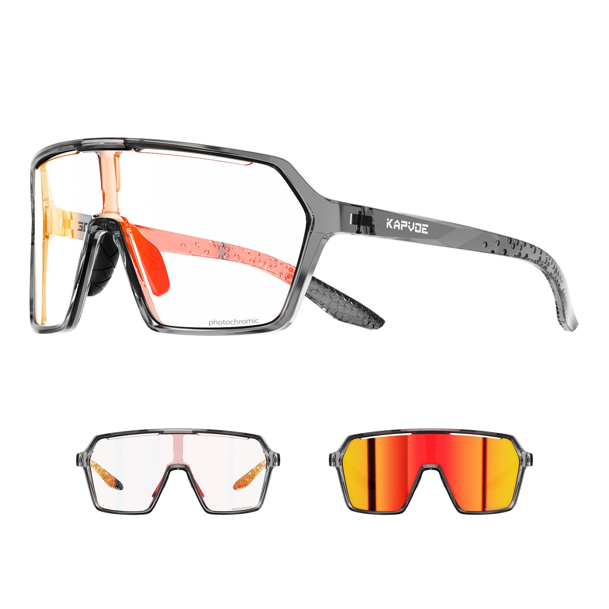 KAPVOE Okulary rowerowe fotochromowe męskie okulary MTB kobiety TR90 przezroczyste okulary rowerowe sportowe okulary przeciwsłoneczne anty-UV400 okulary rowerowe do biegania rower górski