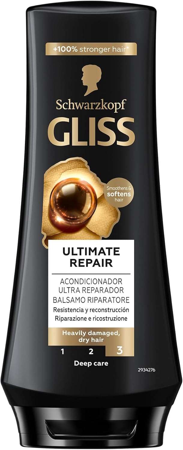 Schwarzkopf Gliss Ultimate Repair Balsamo Riparatore 200ml, Balsamo con Keratina Liquida ed Estratto di Perla Nera, Trattamento alla Cheratina per Capelli Danneggiati e Secchi, Confezione da 6 1.2 l (Confezione da 1) - Immagine 2