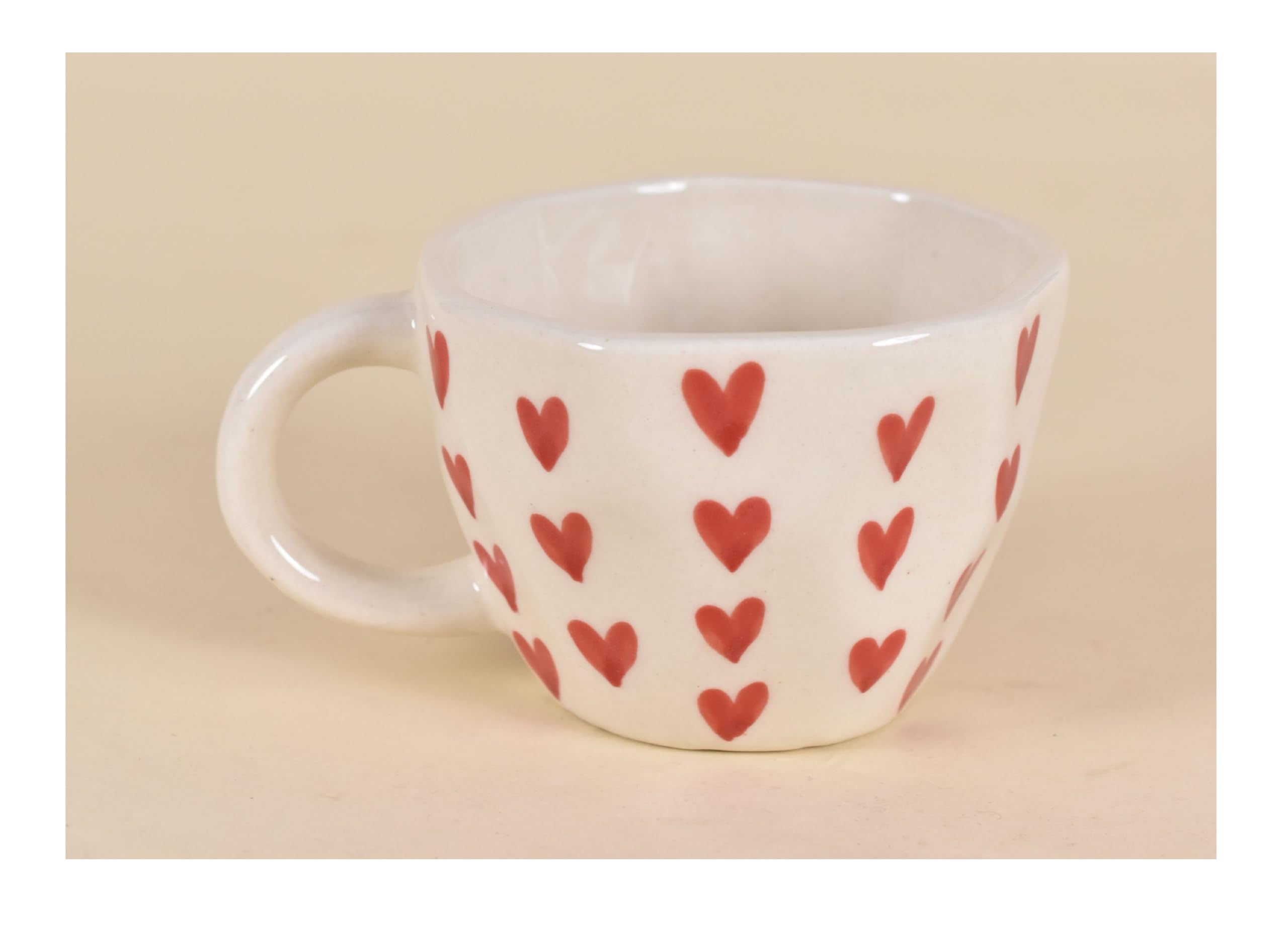 SPHINX Handcrafted Ceramic Tea Cups, Coffee Mugs for Daily Use, Gifting, Corporate Gifting, Microwave Safe, Stoneware - (Hearts Coffee Mug - 1 Piece)