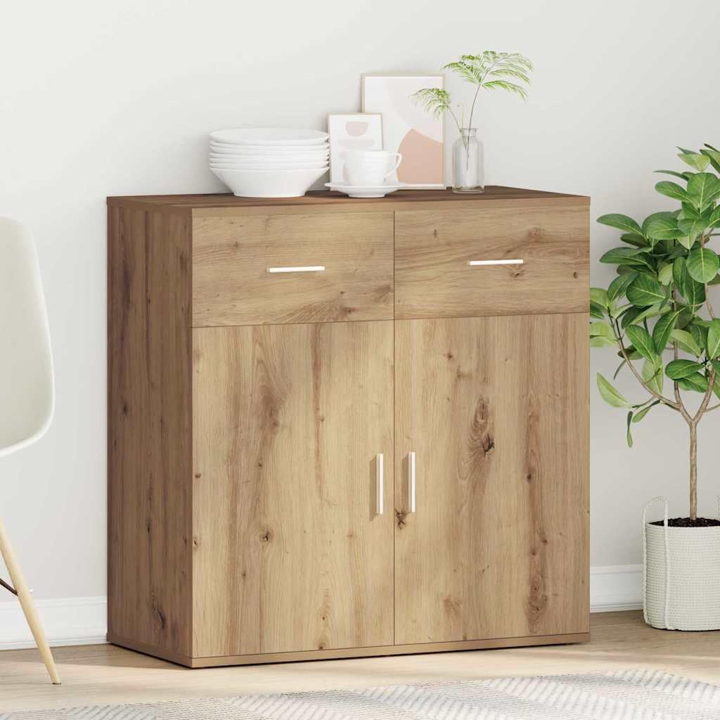 Credenza Rovere artigianale 78 x 38 x 80 cm con cassetti ripiani e porte in legno ingegnerizzato ideale per soggiorno sala pranzo ingresso decorativa