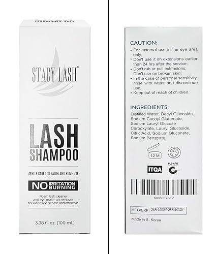 Miniatura 8 de STACY LASH Champú para extensiones de pestañas + cepillo, 3.38 onzas líquidas, limpiador espumoso de párpados, lavado para extensiones y pestañas
