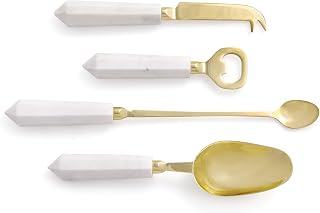 Napa Home & Garden Asteria Cocktail Accessories Set of 4 - Elegant Marble & Gold Cocktail Tools for Mother's Day Gold