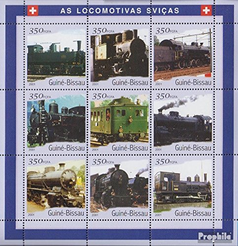 Gwinea-Bissau 1818-1826 Sheetlet 2001 Transport- i Transport (Znaczki dla kolekcjonerów) Pociagi/kolej/kolejka linowa