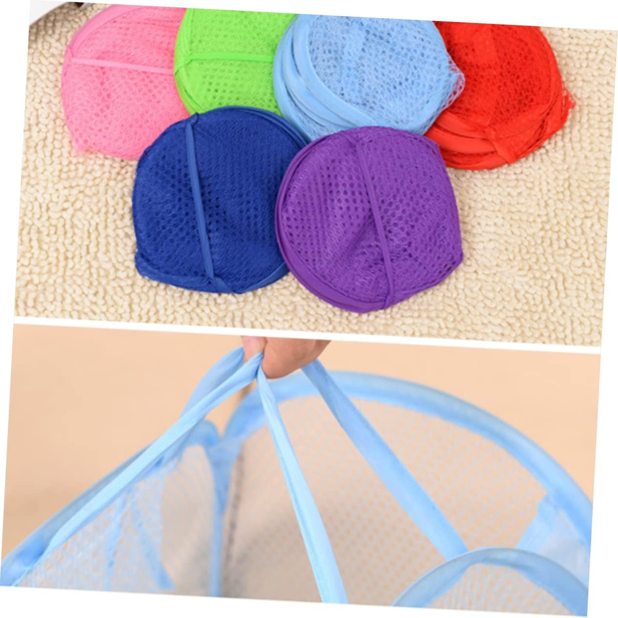 SOLUSTRE Foldable Pop Up Laundry Hamper Basket with Breathable Mesh Pink Dirty Clothes Storage for College Includes Side Pocket and Dual Handles for Easy Carrying and Compact Flat Folding