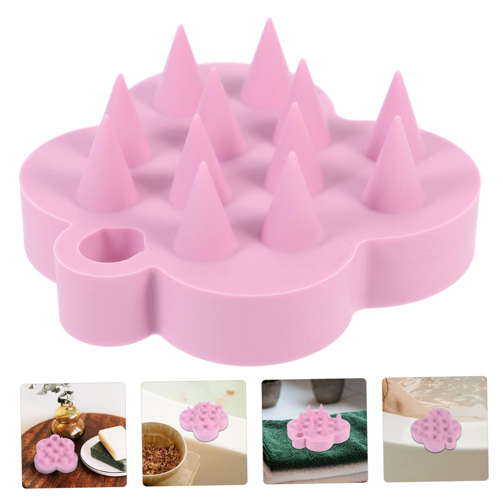 FRCOLOR 4 Piezas cepillo de masaje de champú cepillo para el cabello del cuero cabelludo cepillo de champú scalphero massage masajeador cuero cabelludo exfoliante del o rosa