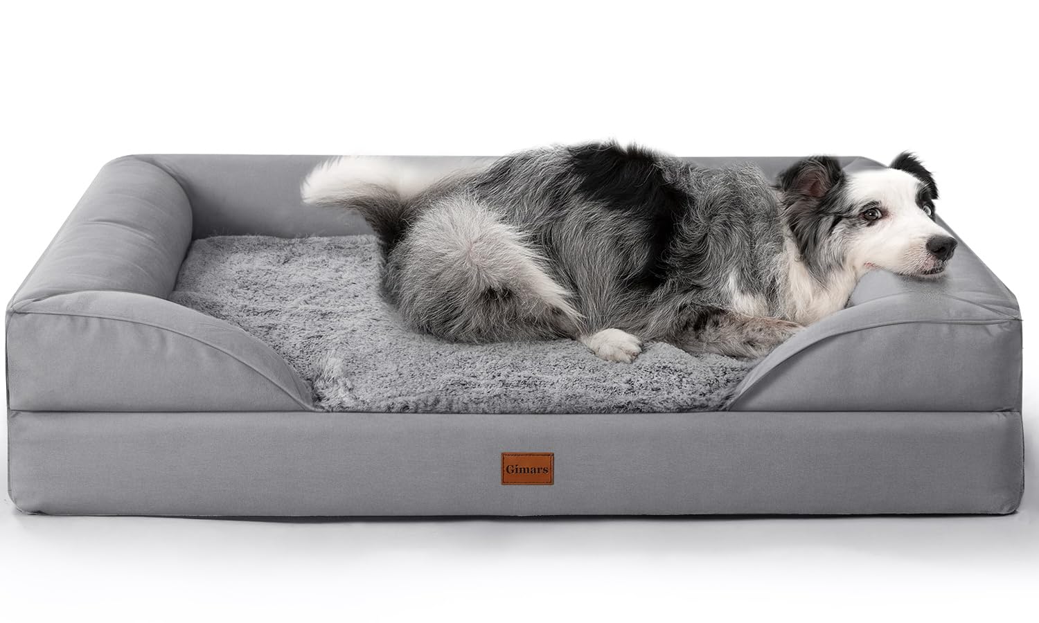 Gimars 9.5cm Thickened Orthopedic Dog Bed, Supportive Large Dog Bed with Bolster & 28D Egg-Crate Mattress, Waterproof Lining, Washable Plush Cover Dog Sofa Bed for Large Senior, Arthritic Dogs — image 1